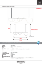 Lámpara colgante metal negro 200 cm 140W  LED - TOLC0015