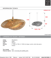 Cargar imagen en el visor de la galería, Lámpara colgante natural ratán 100 cm E27 - TOLC0019
