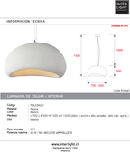 Lámpara colgante resina blanca Ø70 cm E27 - TOLC0021