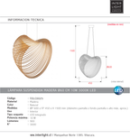 Lámpara suspendida madera Ø60 cm 10W LED 3000K - TOLC0025