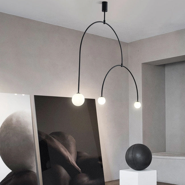 Lámpara colgante metal negro vidrio opal 1.20 cm G9 3 luces - TOLC0027