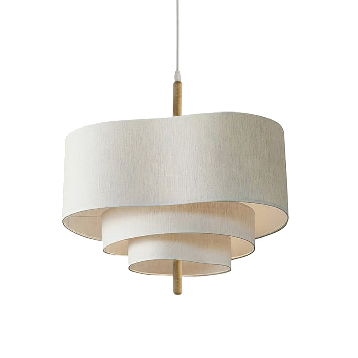 Lámpara colgante tela detalles en madera Ø45X27cm E27 - TOLC0035