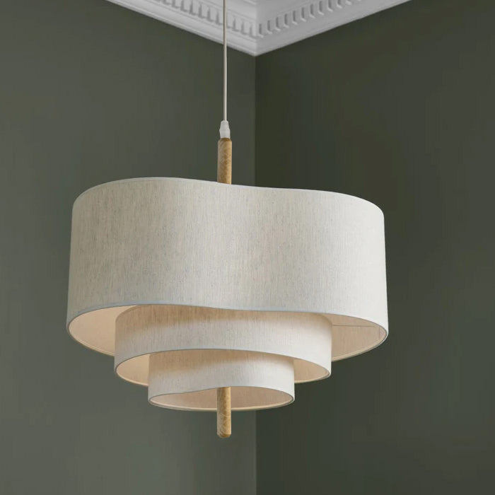 Lámpara colgante tela detalles en madera Ø45X27cm E27 - TOLC0035