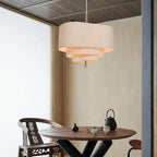 Lámpara colgante tela detalles en madera Ø45X27cm E27 - TOLC0035