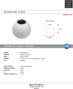 Lámpara colgante negro 10w Ø20x21CM 3000k 48v - TOLC0042