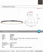 Lámpara colgante aluminio negro aro dimeable Ø 120 cm LED 40W - TOLC0051