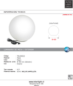Lámpara sobremesa exterior pvc Ø40 cm E27 - TOLS0022