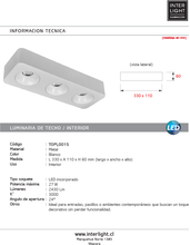 Cargar imagen en el visor de la galería, Plafon metal blanco 33x11x6 cm LED  3 luces 27 W LED - TOPL0015
