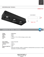 Plafon metal negro 33x11x6 cm LED  3 luces 27W LED - TOPL0016