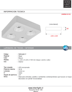 Plafon metal blanco 22x22x6 cm  4 luces 9W  LED - TOPL0017
