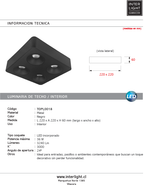 Plafon metal negro 22x22x6 cm  4 luces 36W  - TOPL0018