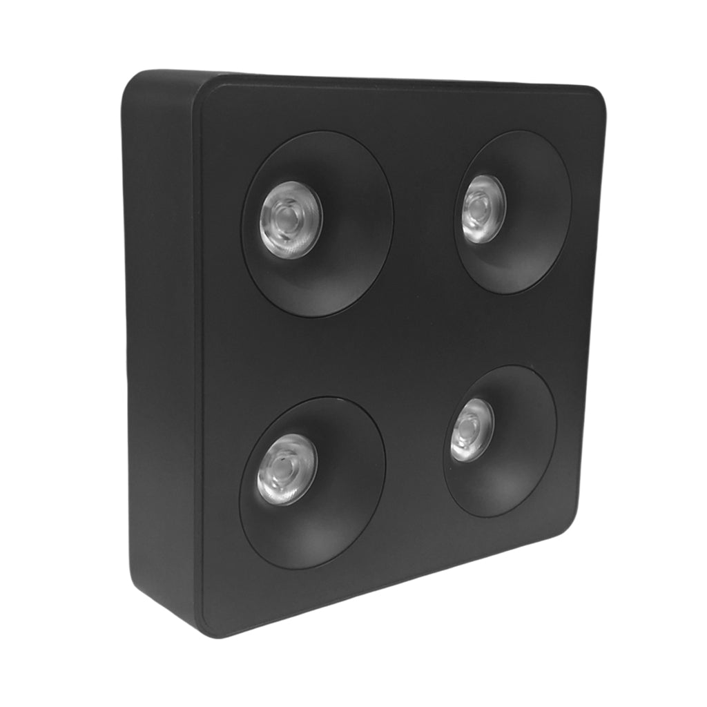Plafon metal negro 22x22x6 cm  4 luces 36W  - TOPL0018