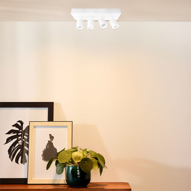Foco metal dimeable blanco 20x8 cm 4 luces LED 3W - TORE0002