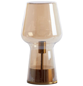 Lámpara sobremesa metal vidrio ámbar bronce Ø20x37,5 cm E27 - LLLS0280