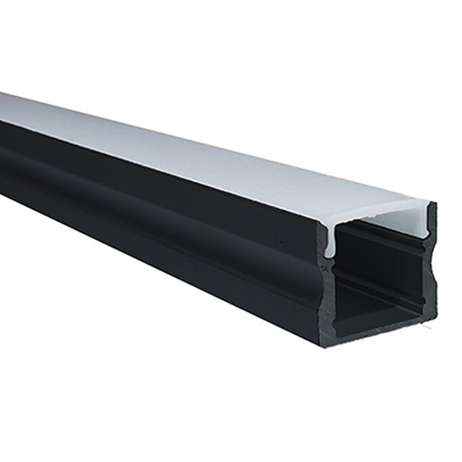 Soporte cinta LED aluminio negro con difusor policarbonato opal  2 metros - UMPE0001