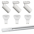 Kit blanco riel monofásico 1 m + 3 focos con ampolletas GU10 - UXFO0001