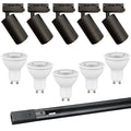 Kit negro riel monofásico 2 m + 5 focos con ampolletas GU10 - UXFO0002