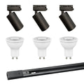 Kit negro riel monofásico 1 m + 3 focos con ampolletas GU10 - UXFO0002