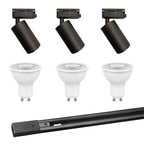 Kit negro riel monofásico 1 m + 3 focos con ampolletas GU10 - UXFO0002