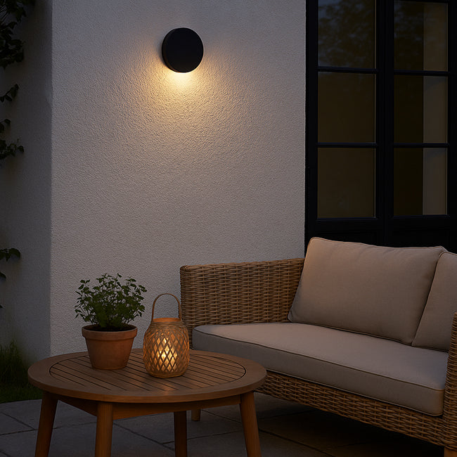 Aplique aluminio negro exterior con control de temperatura Ø18 cm 12W IP65  LED - VKAP0003