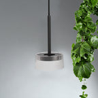 Lámpara colgante aluminio negro acrílico transparente IP54 3000K 12W LED - VKLC0009