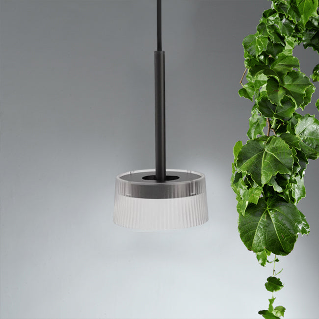 Lámpara colgante aluminio negro acrílico transparente IP54 3000K 12W LED - VKLC0009