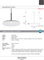 Lámpara colgante acero negro acrílico opal dimerizable 24W  LED - VKLC0007