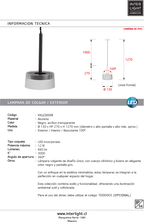 Lámpara colgante aluminio negro acrílico transparente IP54 3000K 12W LED - VKLC0009