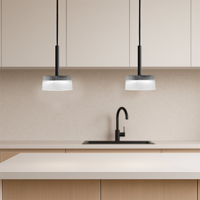 Lámpara colgante aluminio negro acrílico transparente IP54 3000K 12W LED - VKLC0009