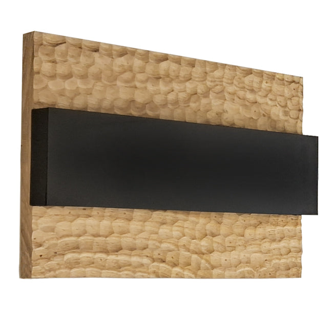 Apliqué madera nativa calada natural con negro LED 10W - ZIAP0002