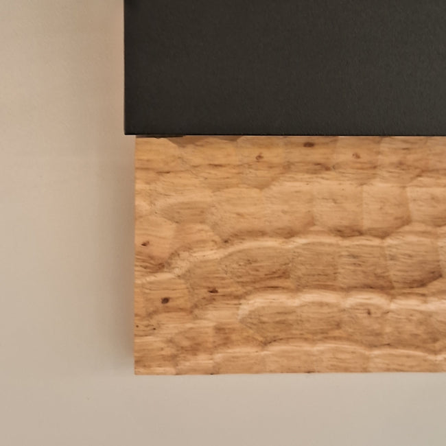 Apliqué madera nativa calada natural con negro LED 10W - ZIAP0002