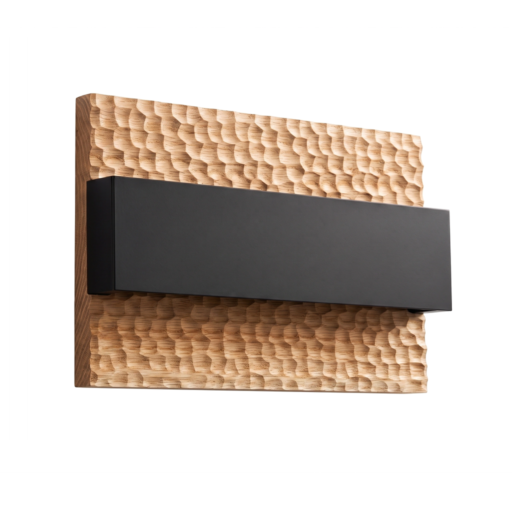 Apliqué madera nativa calada natural con difusor negro LED 10W - ZIAP0007
