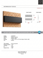 Apliqué madera nativa calada natural con difusor negro LED 10W - ZIAP0007