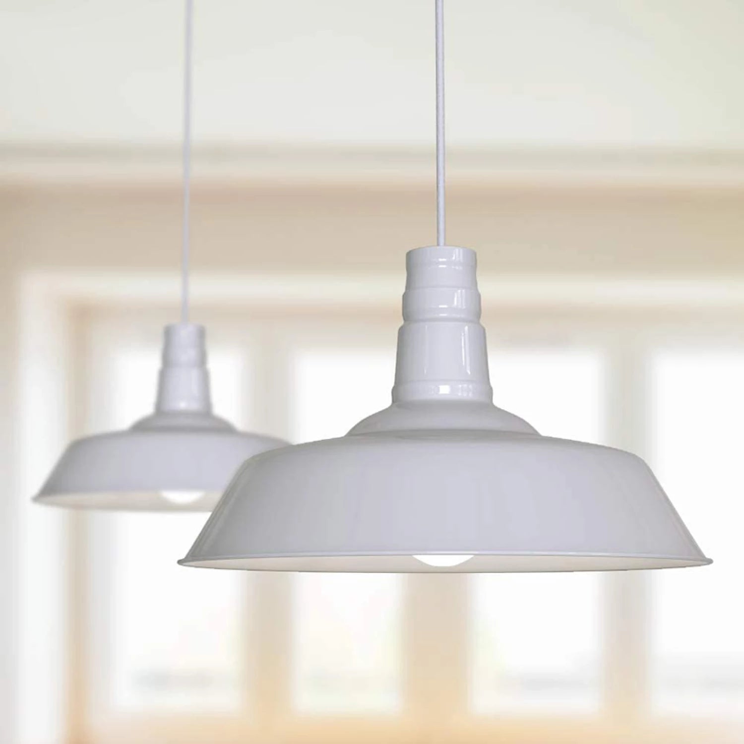 Lámpara colgante metal blanco Ø36x24 cm E27 - KKLC0068