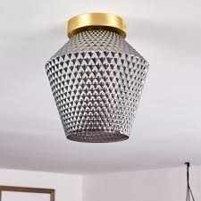 Plafón metal vidrio gris Ø21x23 cmE27 - LUPL0119