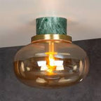 Plafón mármol Verde vidrio Ambar Ø23x20 cm IP44 E27 - LUPL0121