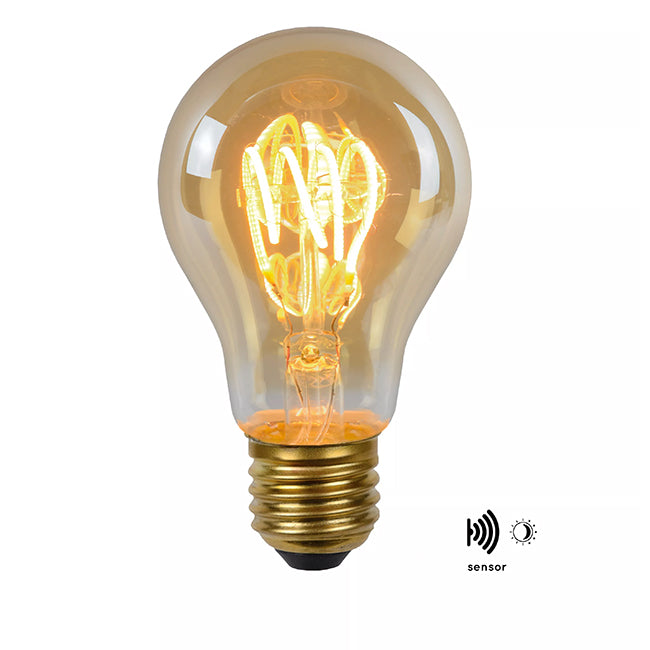 Ampolleta vidrio ámbar con sensor crepuscular E27 4W - LUAM0055