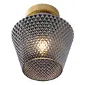 Plafón metal vidrio gris Ø21x23 cmE27 - LUPL0119