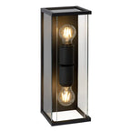 Apliqué metal vidrio grafito exterior IP 54 14x40 cm 2 luces E27 - LUAP0015