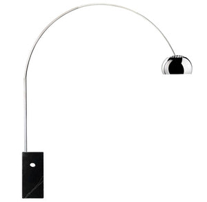 Lámpara de pie arco metal cromo mármol negro E27 - LGLP0009
