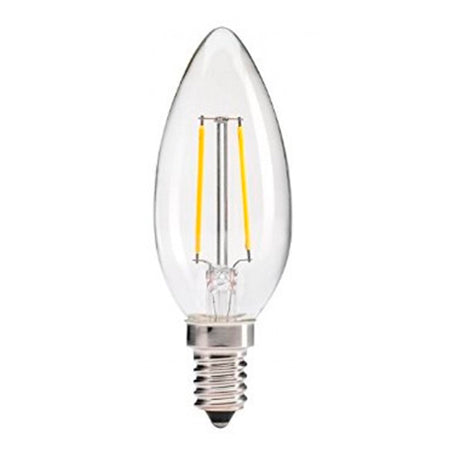 Ampolleta transparente filamento vela luz cálida 2w E14 - LUAM0003