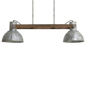 Lámpara colgante metal plata envejecida madera café 28x282 luces E27 - LLLC0202