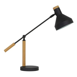 Lámpara sobremesa metal madera negro Ø15x31 cm E27 -LLLS0084