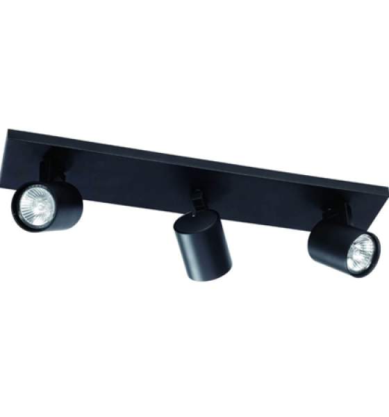 Foco aluminio negro 3 luces 47,7 cm GU10 - PHRE0014