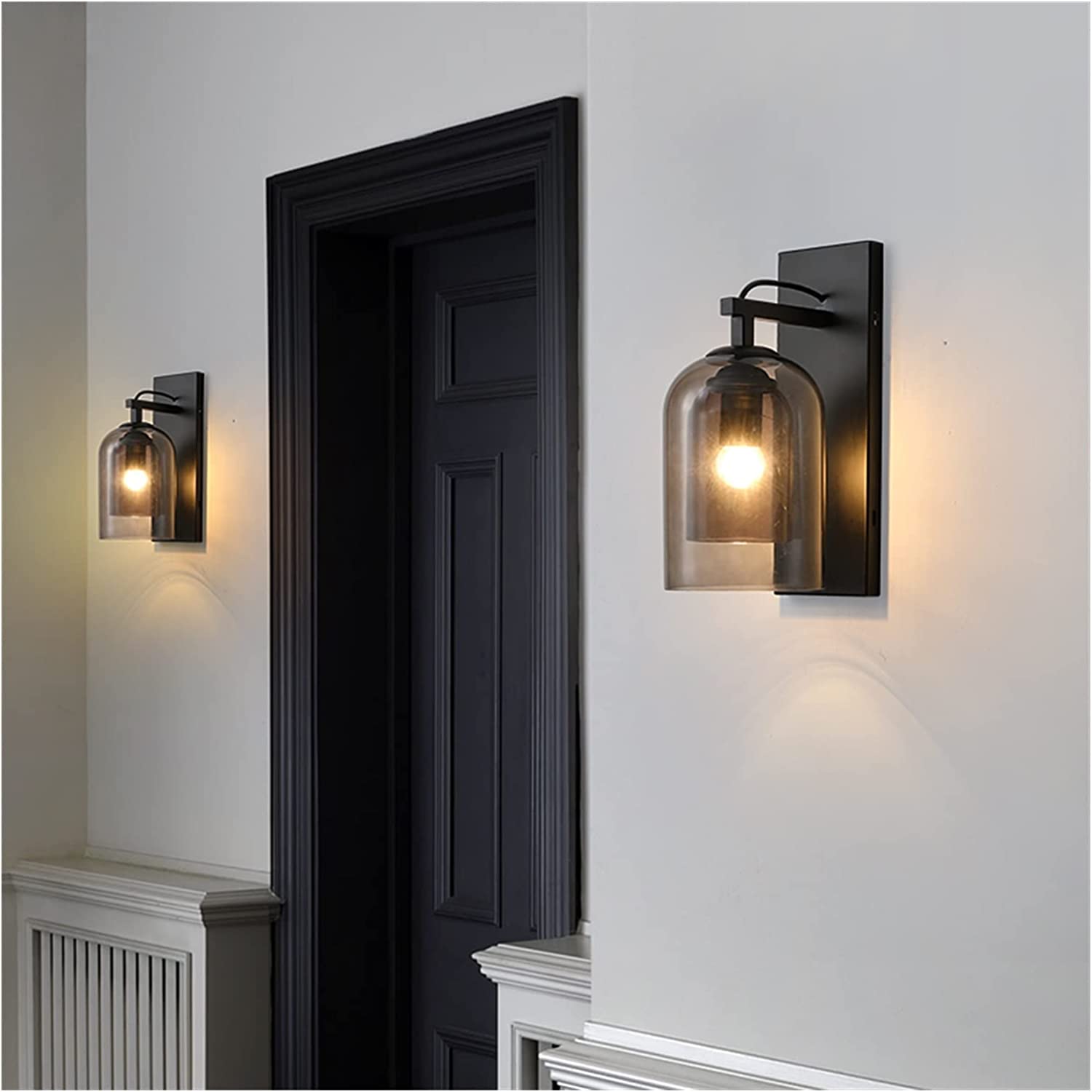 Aplique metal vidrio humo negro Ø15X19X34 cm E27 - LGAP0103