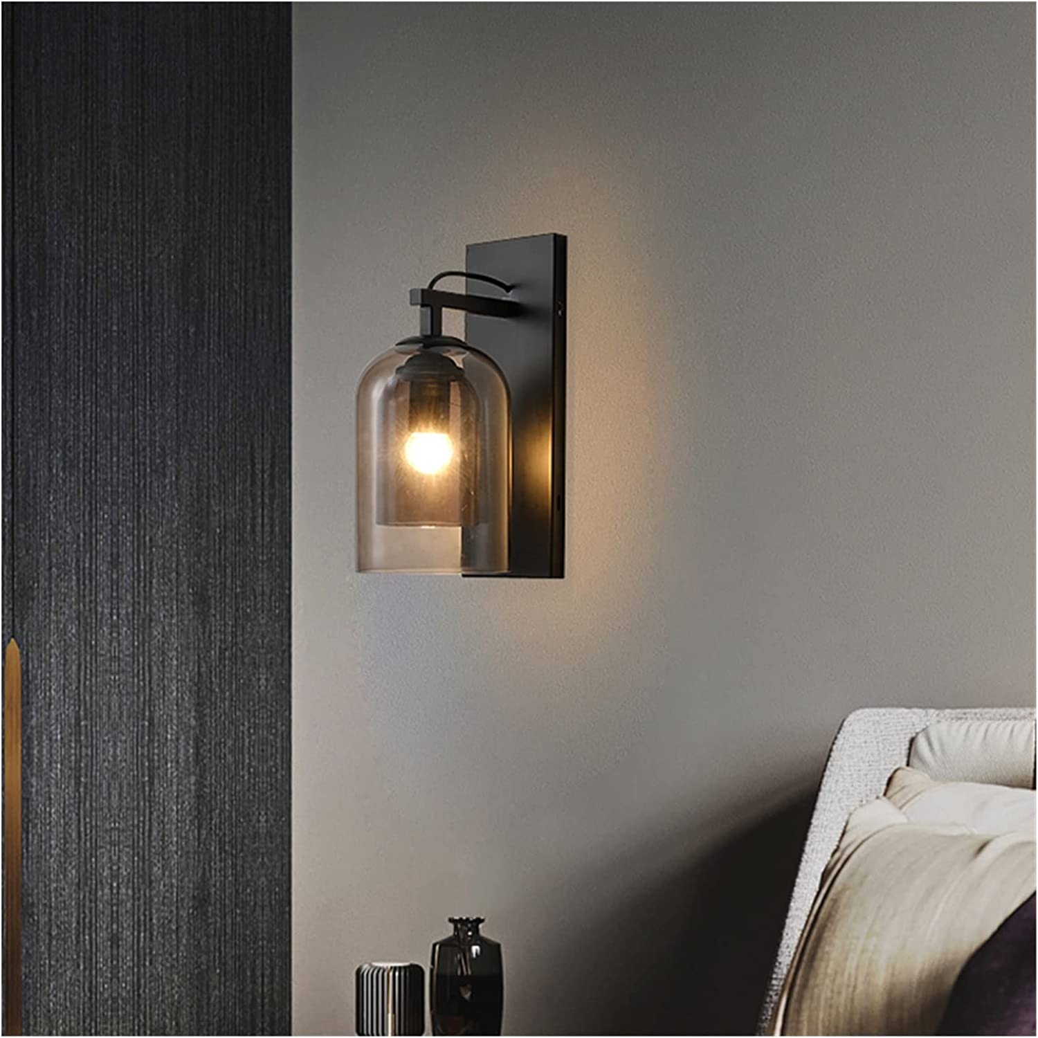 Aplique metal vidrio humo negro Ø15X19X34 cm E27 - LGAP0103