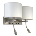 Apliqué  pantalla tela doble E27 con lector LED 3W - BHAP0002