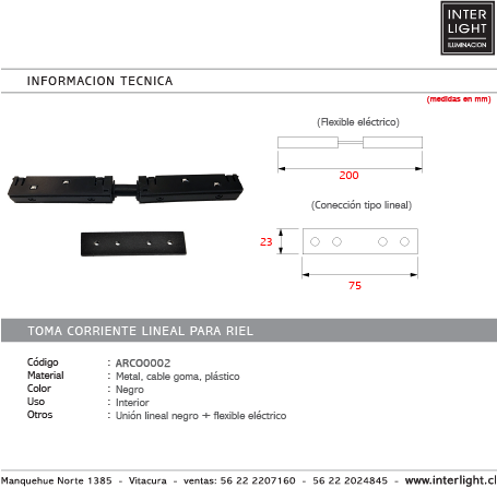 Conexión lineal para riel - ARCO0002