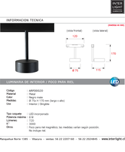 Cargar imagen en el visor de la galería, Foco dirigible magnético para riel metal negro LED 8W - ARFO0020

