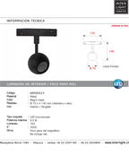 Foco metal negro para riel magnético LED 8,5W - ARFO0023